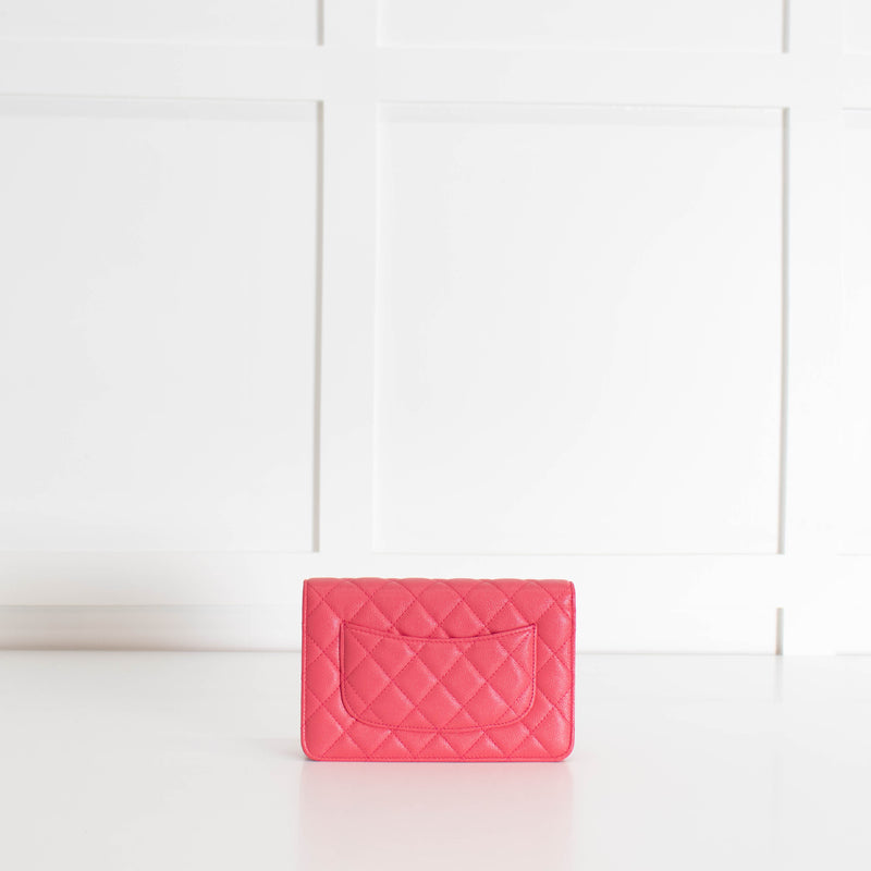 Chanel Pink Caviar Leather Wallet On Chain