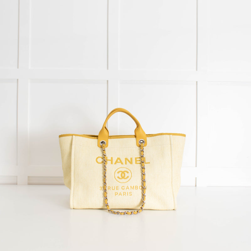 Chanel Yellow Raffia Deauville Two-Way Tote Bag
