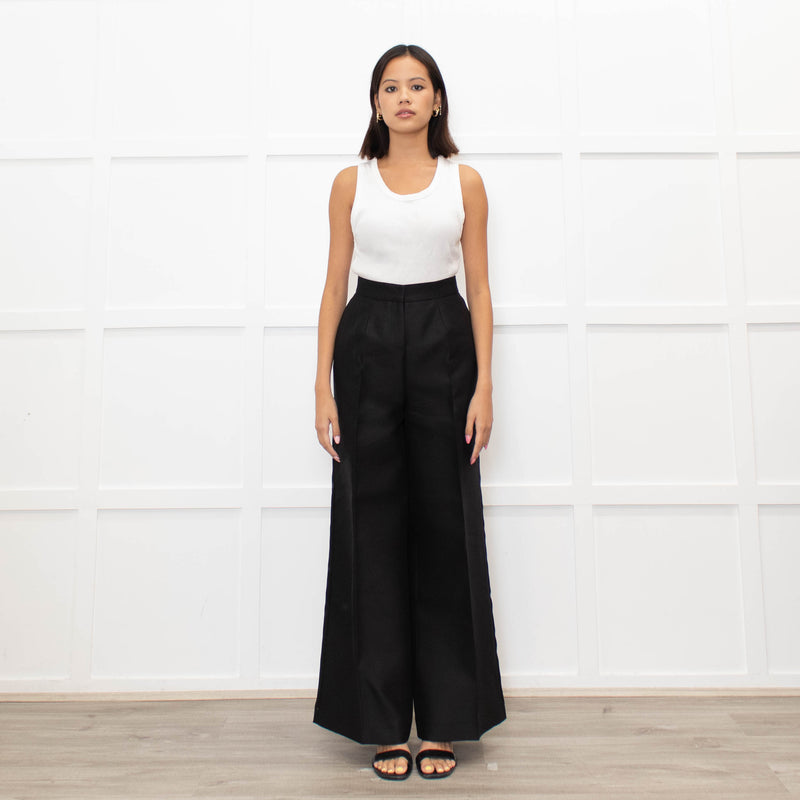 Valentino Black Wide Tuxedo Trousers