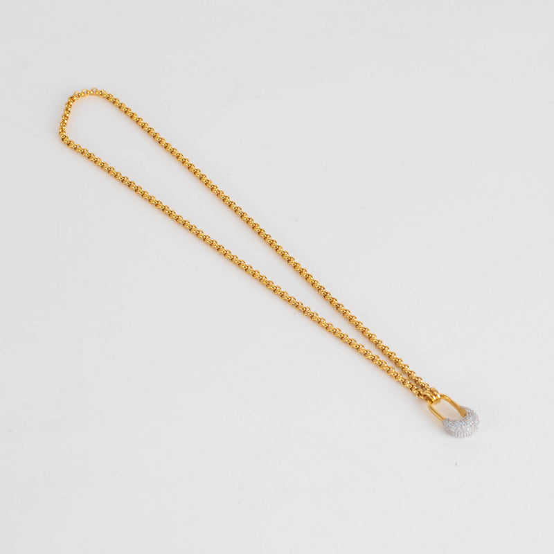 Otiumberg Gold Vermeil Chunky Chain Necklace With Diamond-Encrusted Bolt Clasp