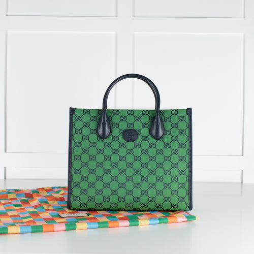Gucci GG Green Canvas Small Tote Bag