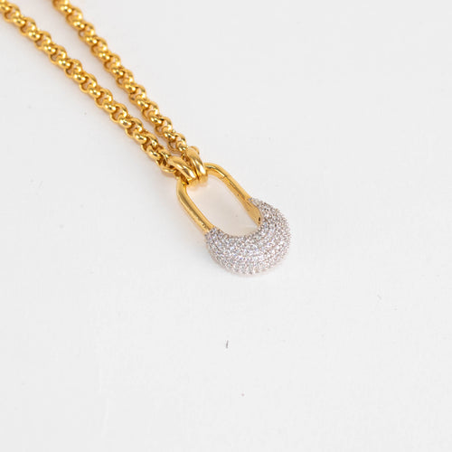 Otiumberg Gold Vermeil Chunky Chain Necklace With Diamond-Encrusted Bolt Clasp