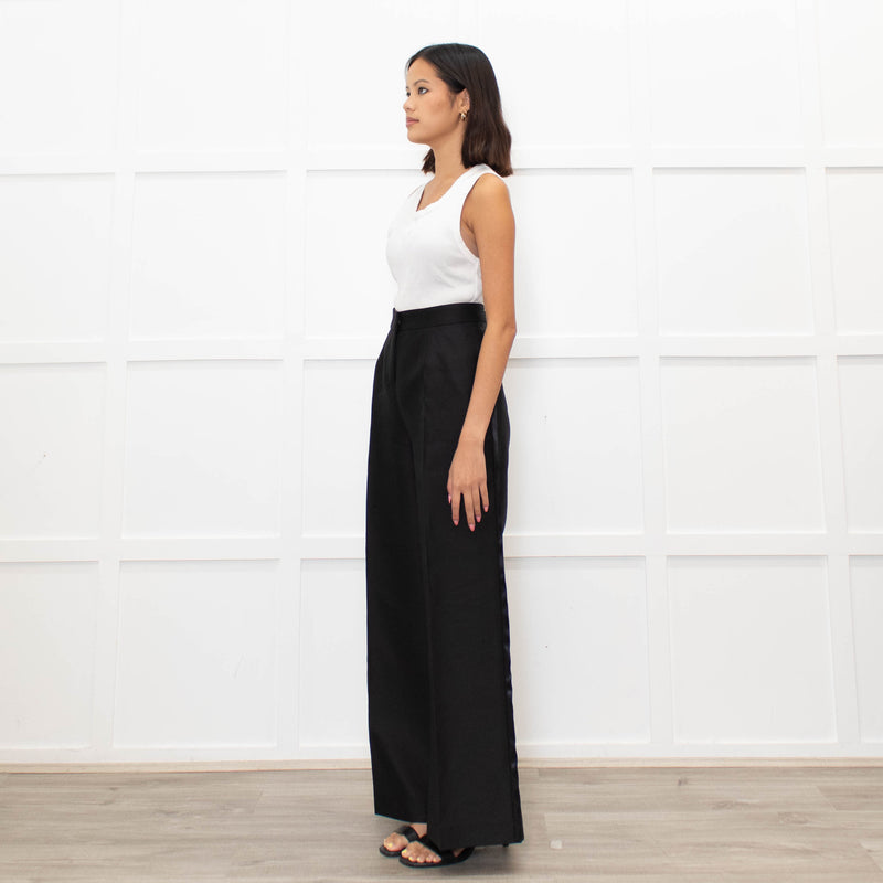 Valentino Black Wide Tuxedo Trousers