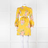 Zimmermann Yellow Zinnia Cutout Floral Linen High Neck Dress