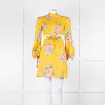 Zimmermann Yellow Zinnia Cutout Floral Linen High Neck Dress