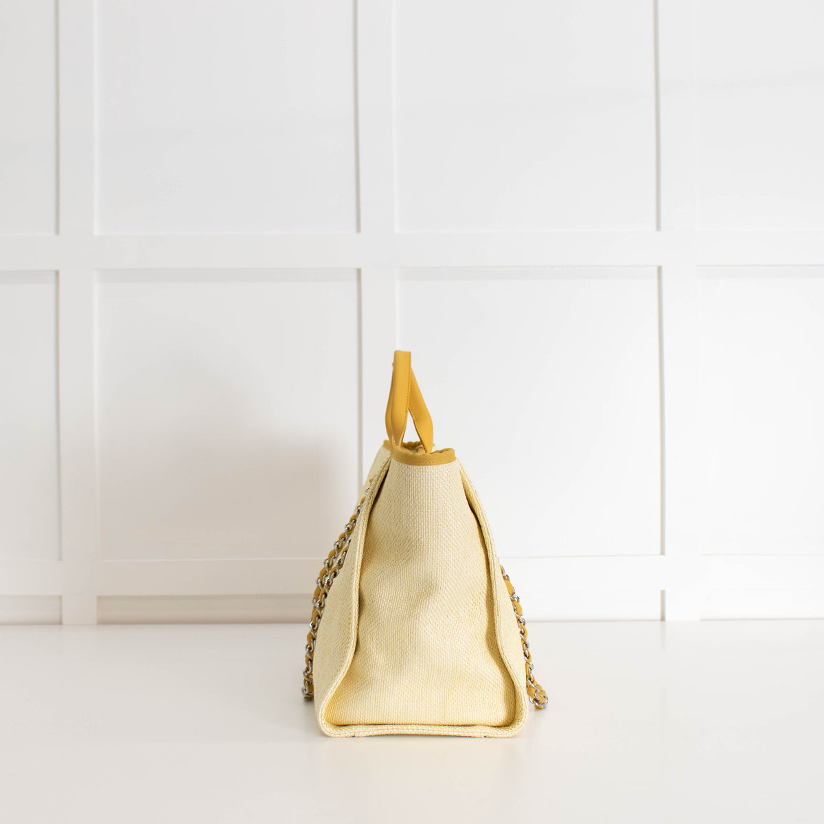 Chanel Yellow Raffia Deauville Two-Way Tote Bag