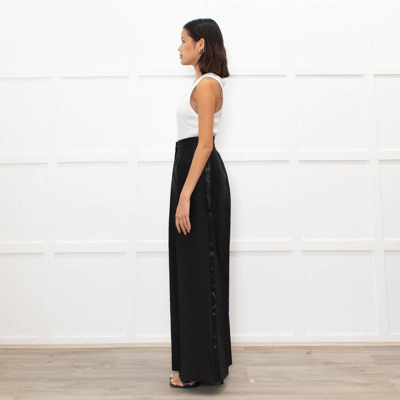 Valentino Black Wide Tuxedo Trousers