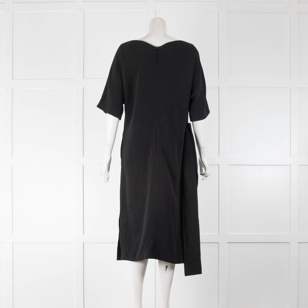 Osman Black Short Sleeve Dress with Attached Belt