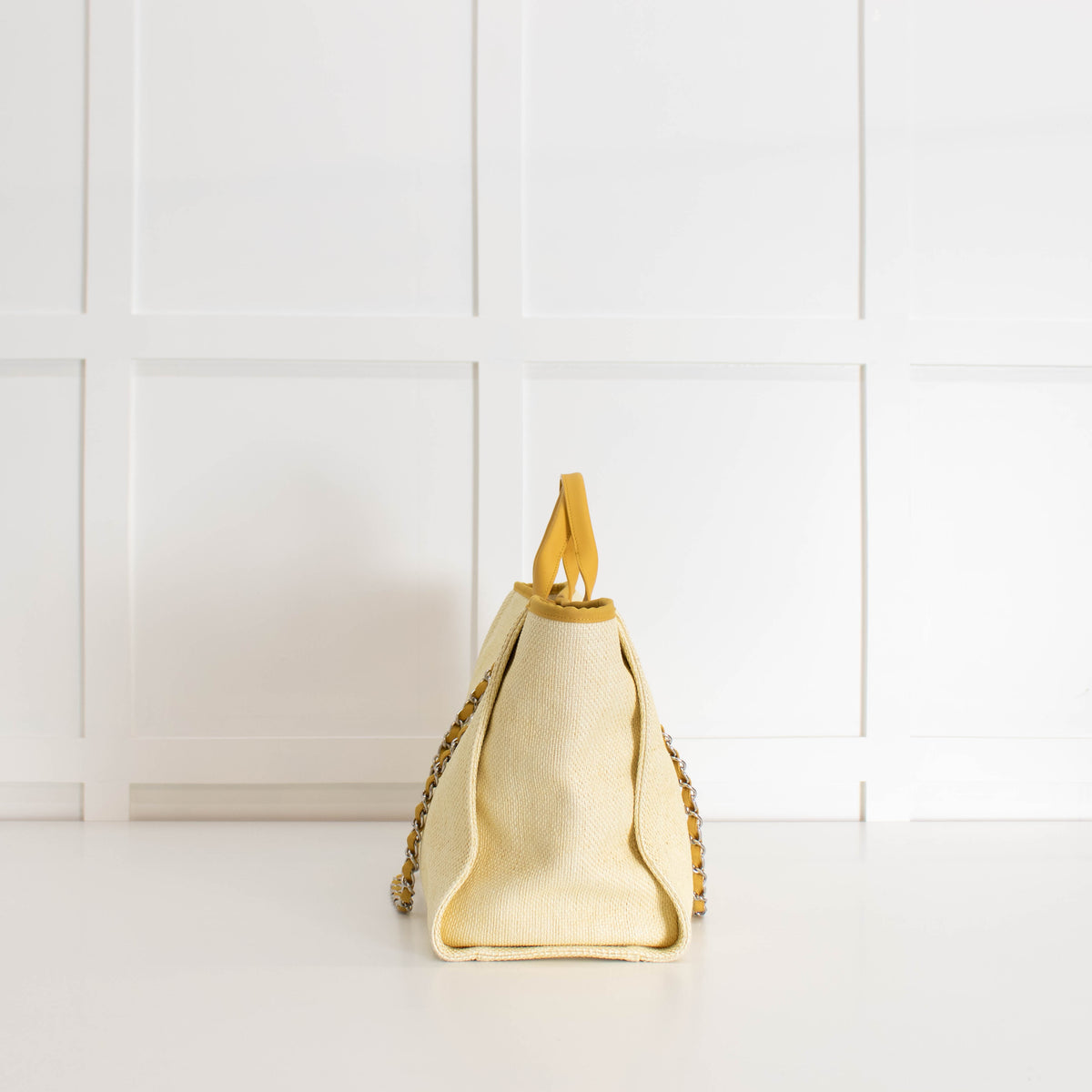 Chanel Yellow Raffia Deauville Two-Way Tote Bag