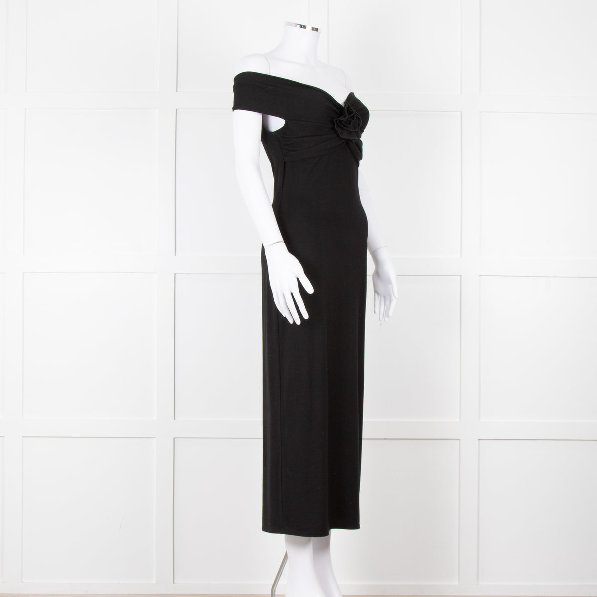 Reformation Black Sleeveless Dress With Front Flower Detail