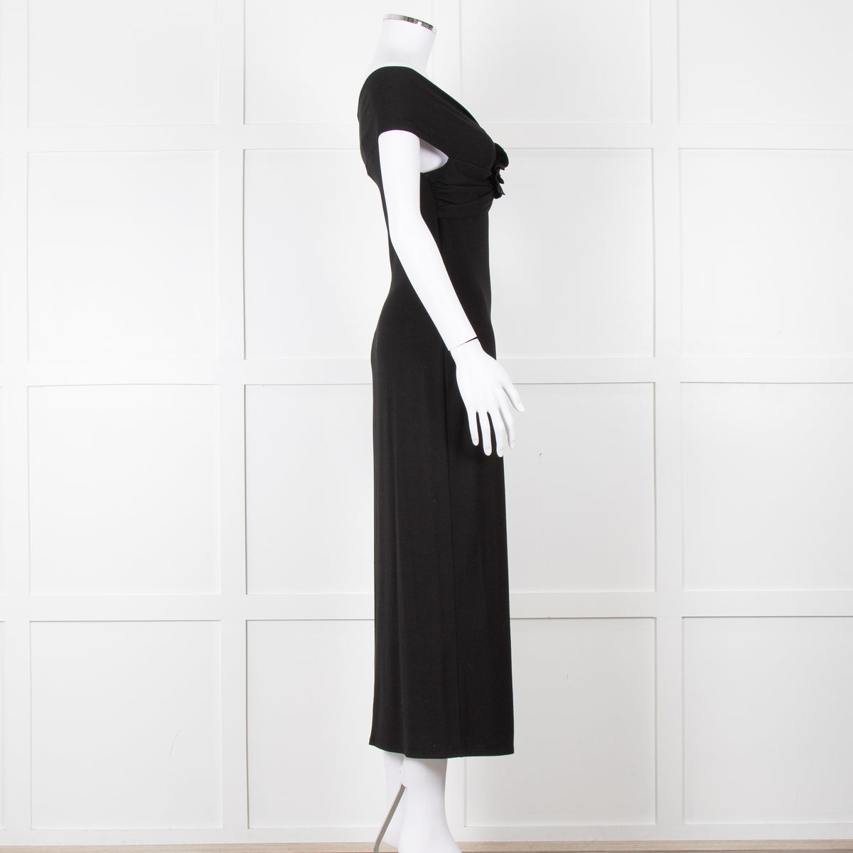 Reformation Black Sleeveless Dress With Front Flower Detail