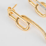 Otiumberg Gold Twisted Drop Earrings with Diamond on one side