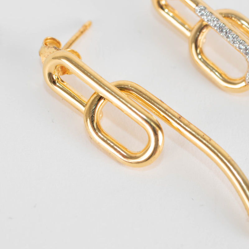 Otiumberg Gold Twisted Drop Earrings with Diamond on one side