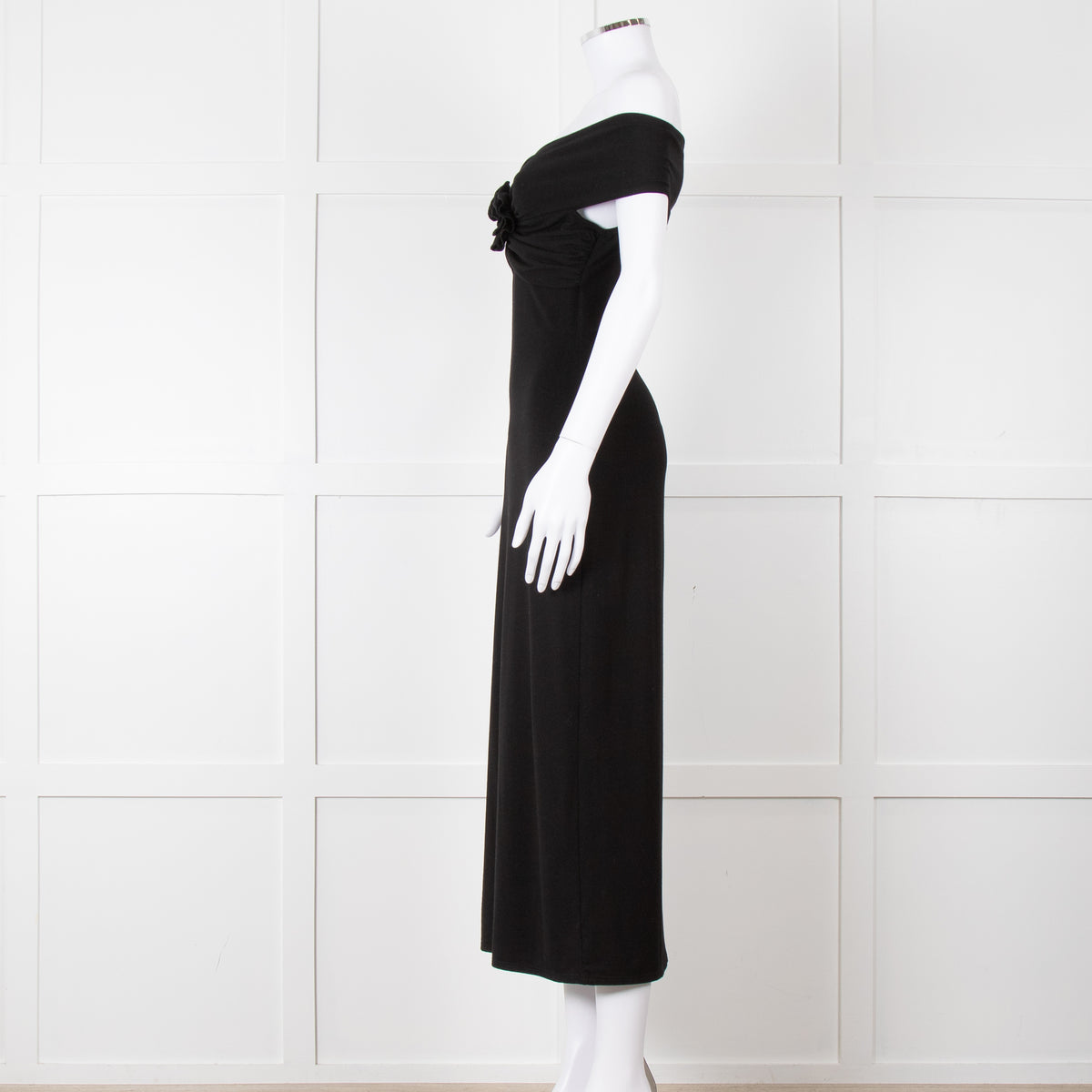 Reformation Black Sleeveless Dress With Front Flower Detail