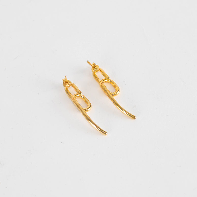 Otiumberg Gold Twisted Drop Earrings with Diamond on one side