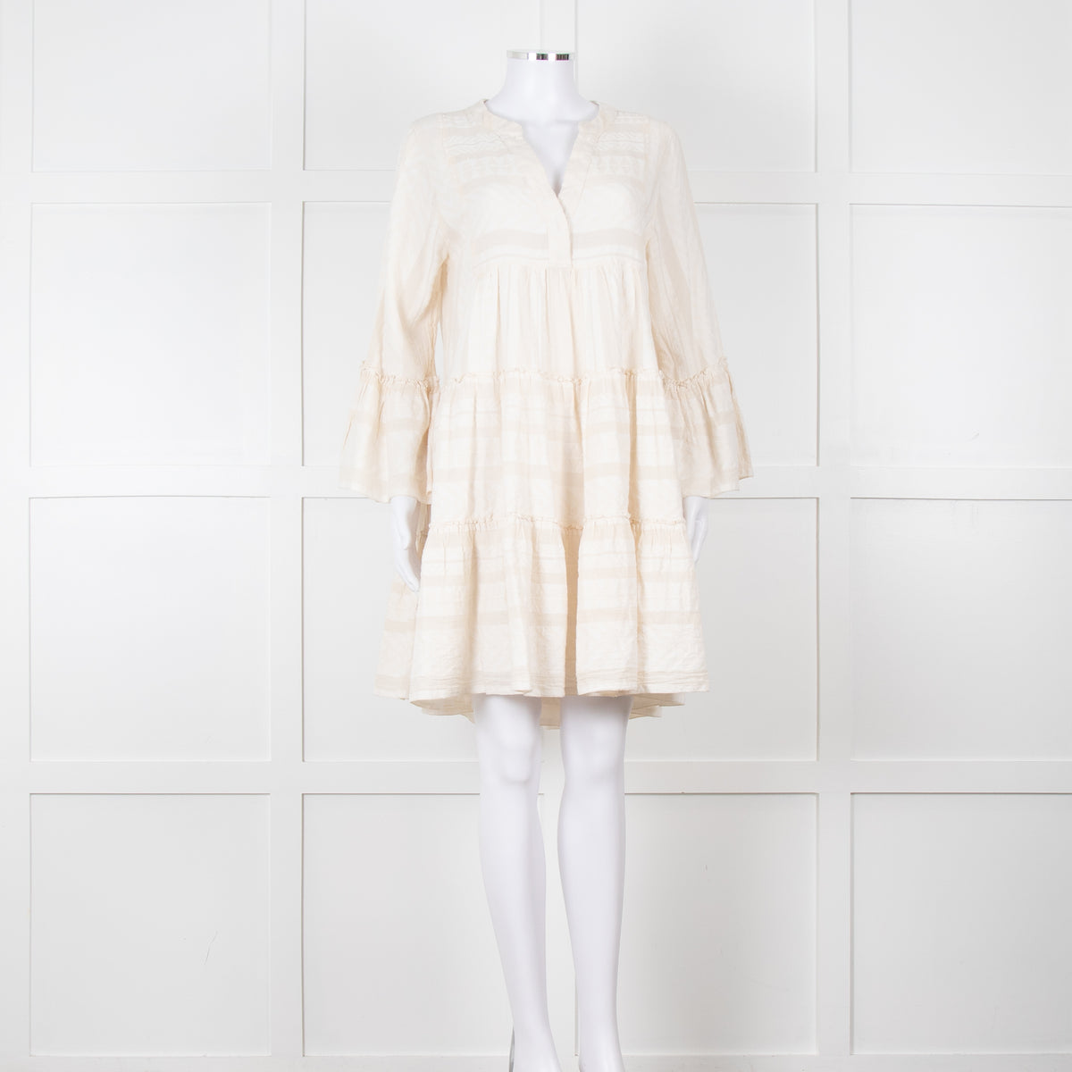Devotion Twins Cream Tiered Mini Dress