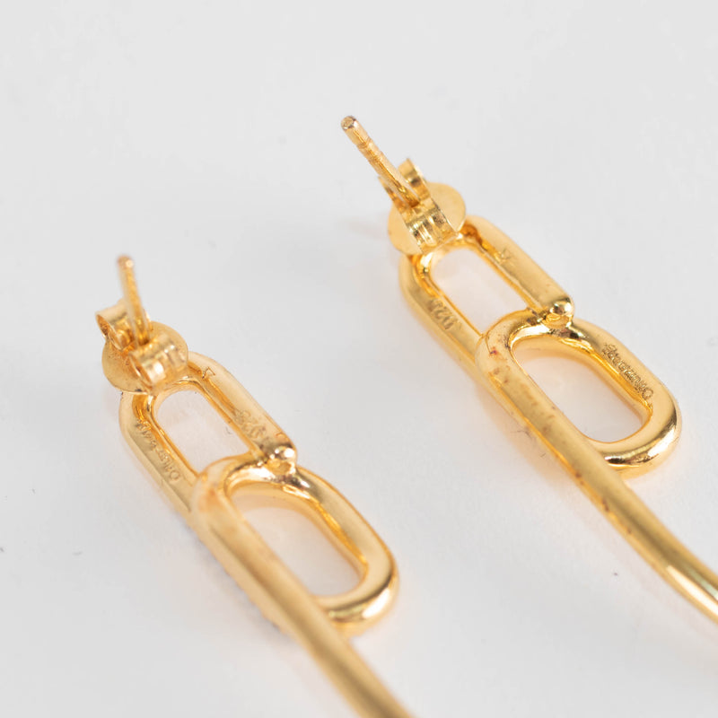 Otiumberg Gold Twisted Drop Earrings with Diamond on one side
