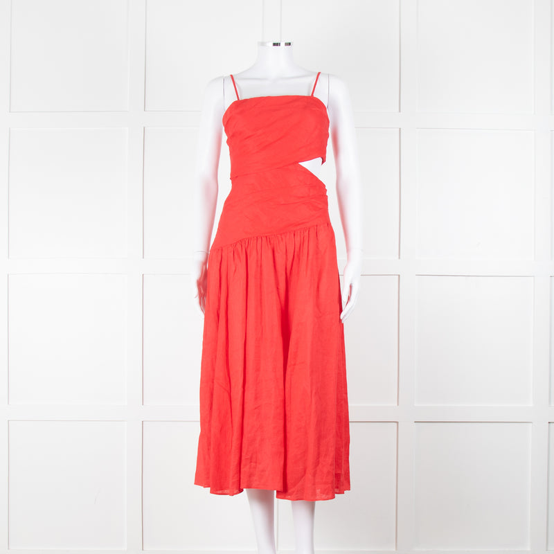 Zimmermann Red Linen Strap Sundress