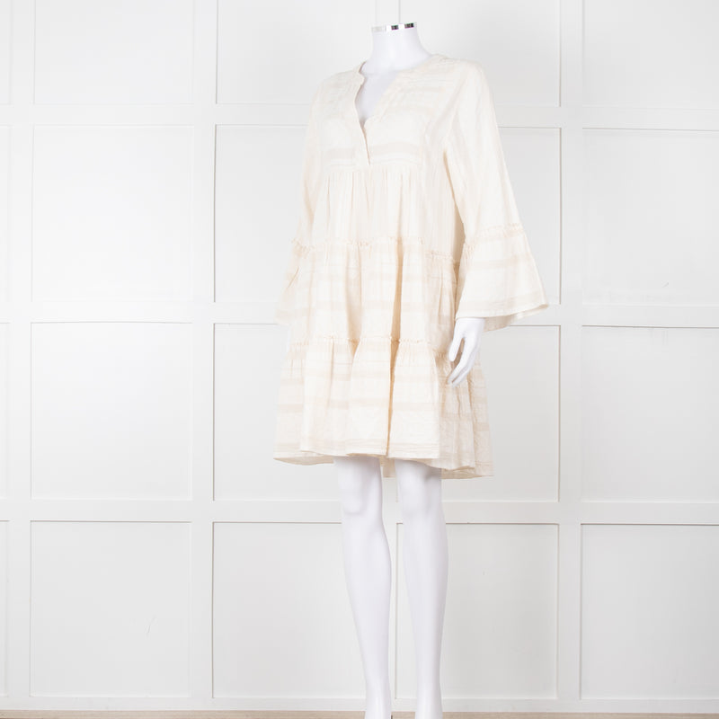 Devotion Twins Cream Tiered Mini Dress