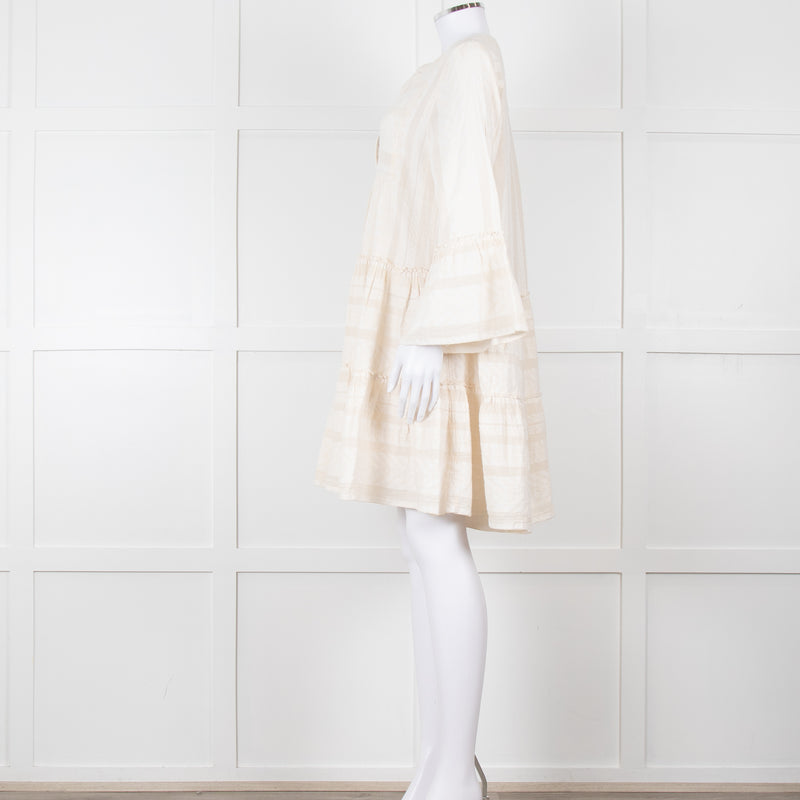 Devotion Twins Cream Tiered Mini Dress