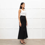 Nina Ricci Black Gathered Detail Long Pencil Skirt