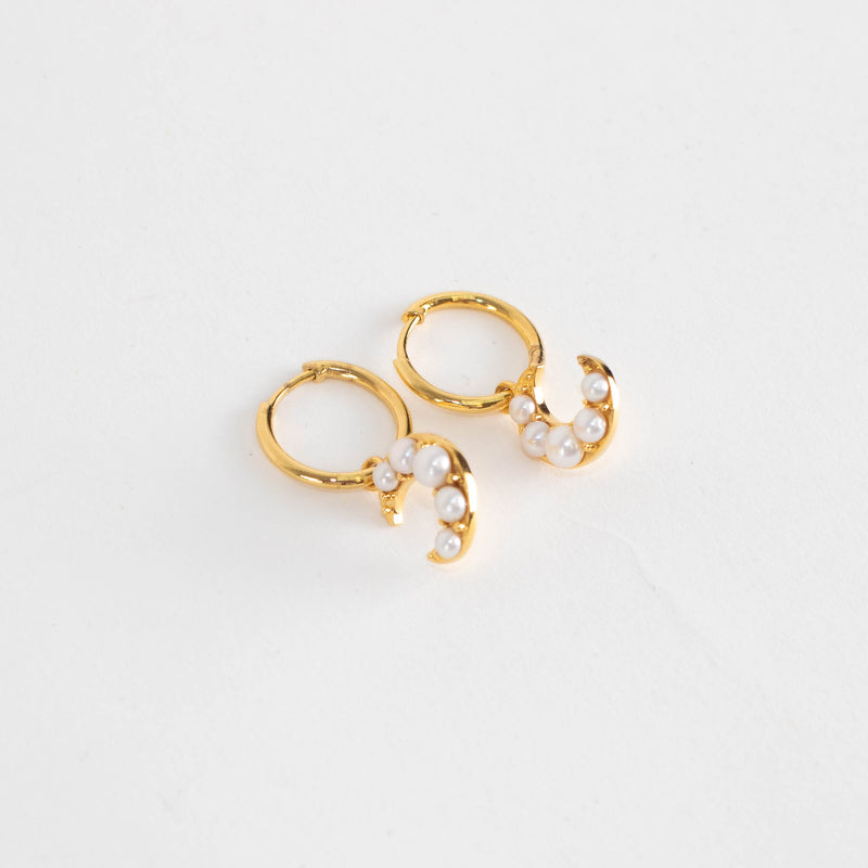 Otiumberg Gold Hoop Moon Shape Dangle Earrings