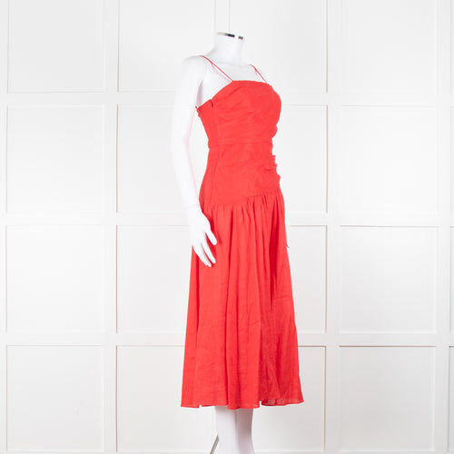 Zimmermann Red Linen Strap Sundress