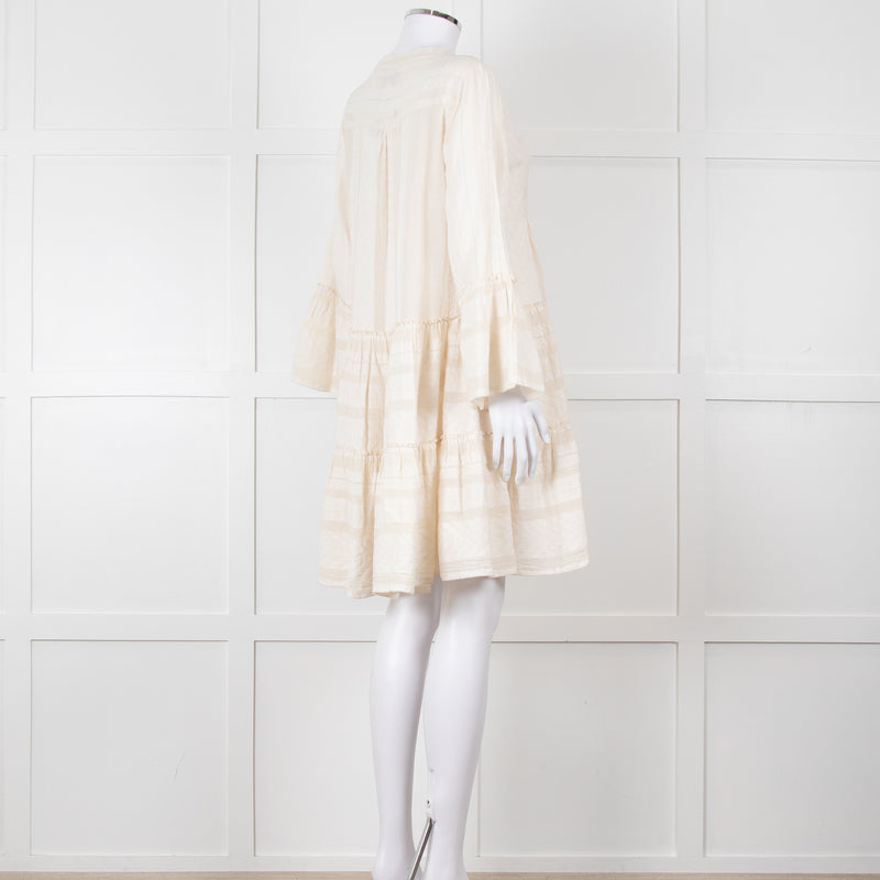 Devotion Twins Cream Tiered Mini Dress