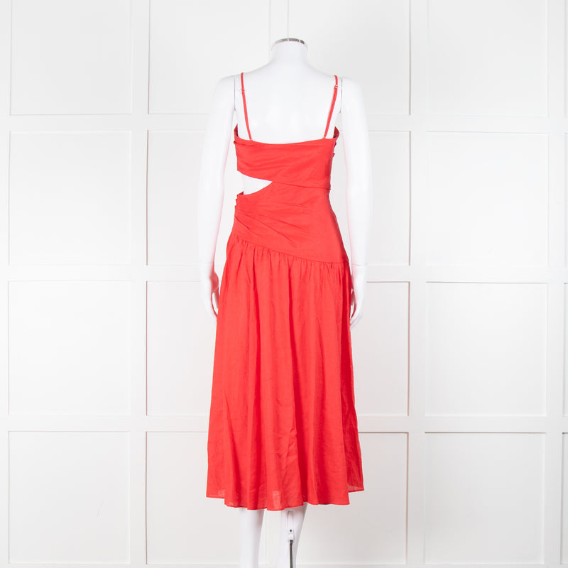 Zimmermann Red Linen Strap Sundress