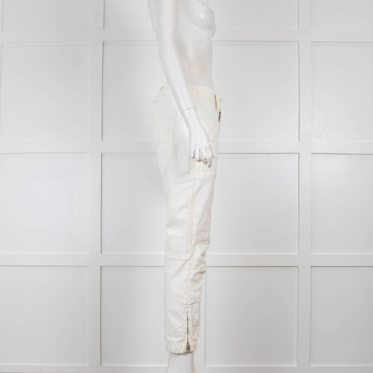 Frame Cream Trousers with Elasticated Hem