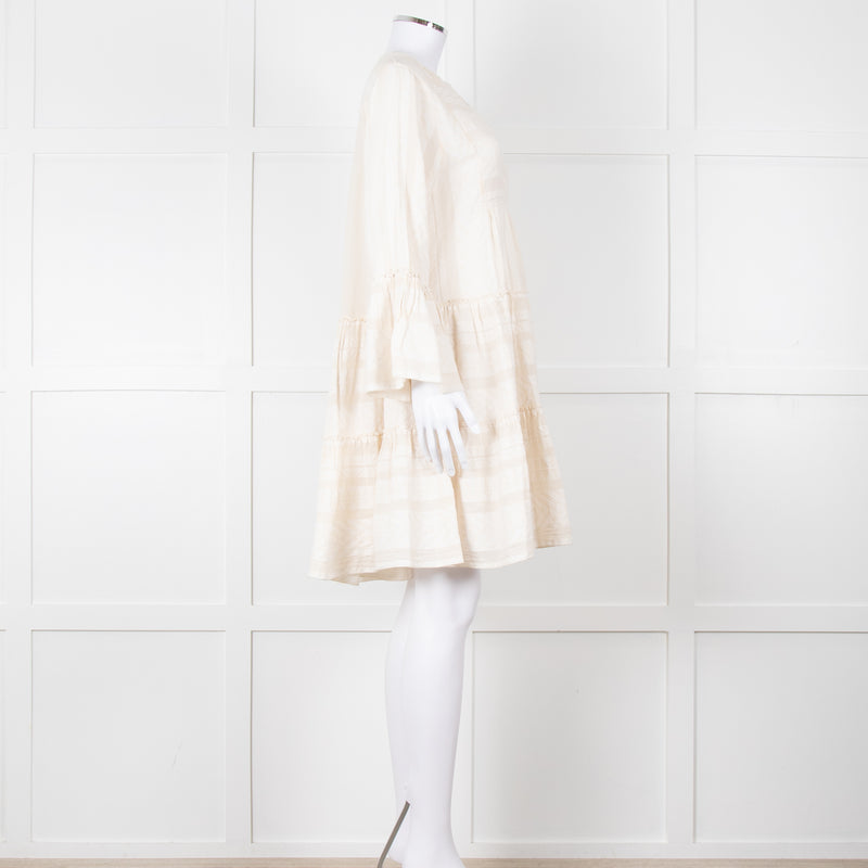 Devotion Twins Cream Tiered Mini Dress