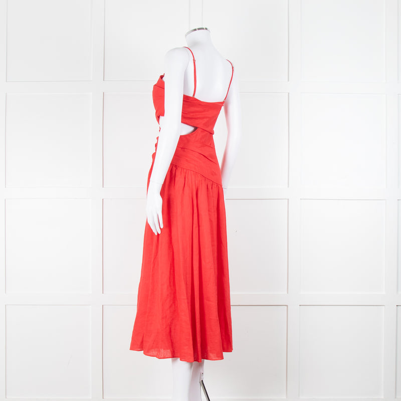 Zimmermann Red Linen Strap Sundress