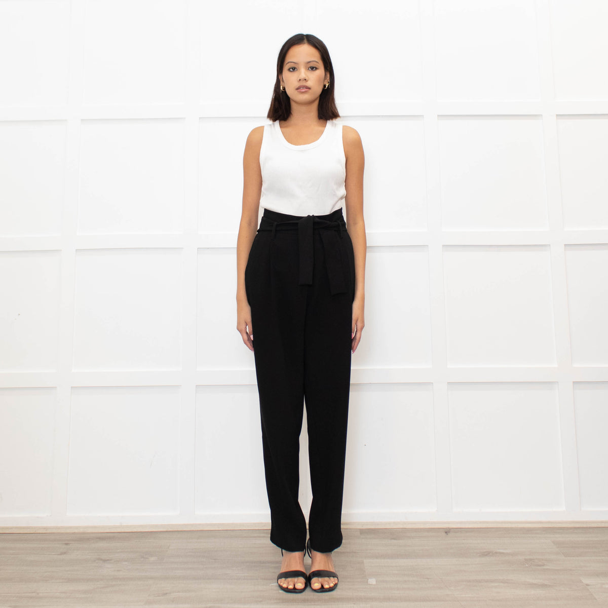 Anne Fontaine Black Belted High Waisted Trousers