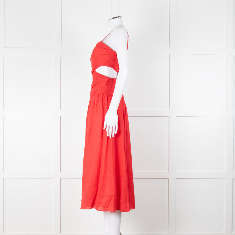 Zimmermann Red Linen Strap Sundress