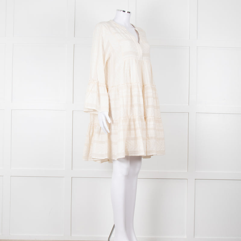 Devotion Twins Cream Tiered Mini Dress