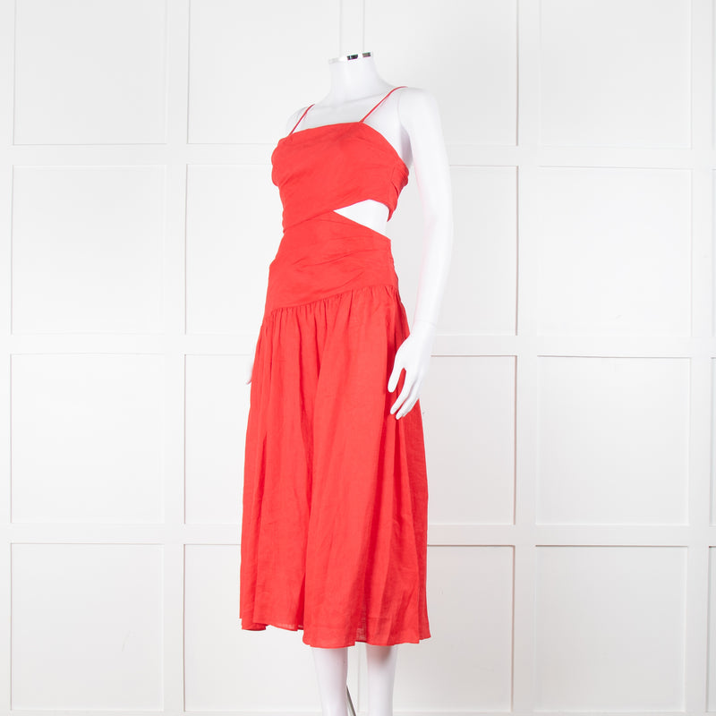 Zimmermann Red Linen Strap Sundress