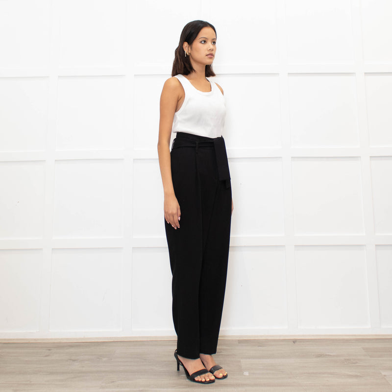 Anne Fontaine Black Belted High Waisted Trousers