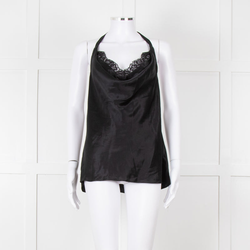 Cami NYC Black Silk and Lace Halterneck Camisole