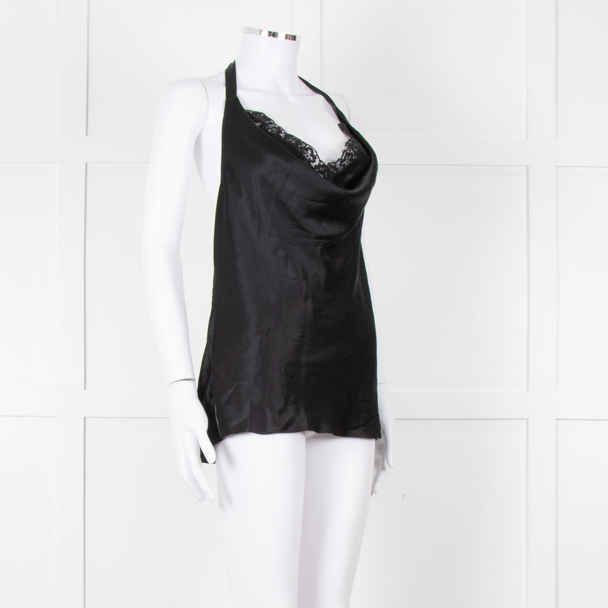 Cami NYC Black Silk and Lace Halterneck Camisole