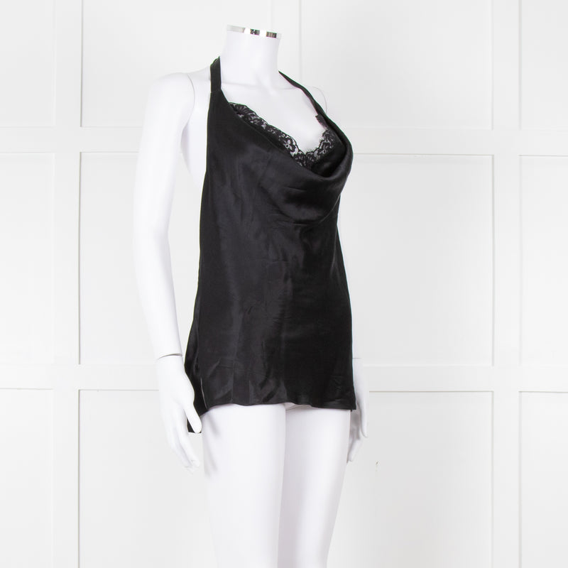 Cami NYC Black Silk and Lace Halterneck Camisole