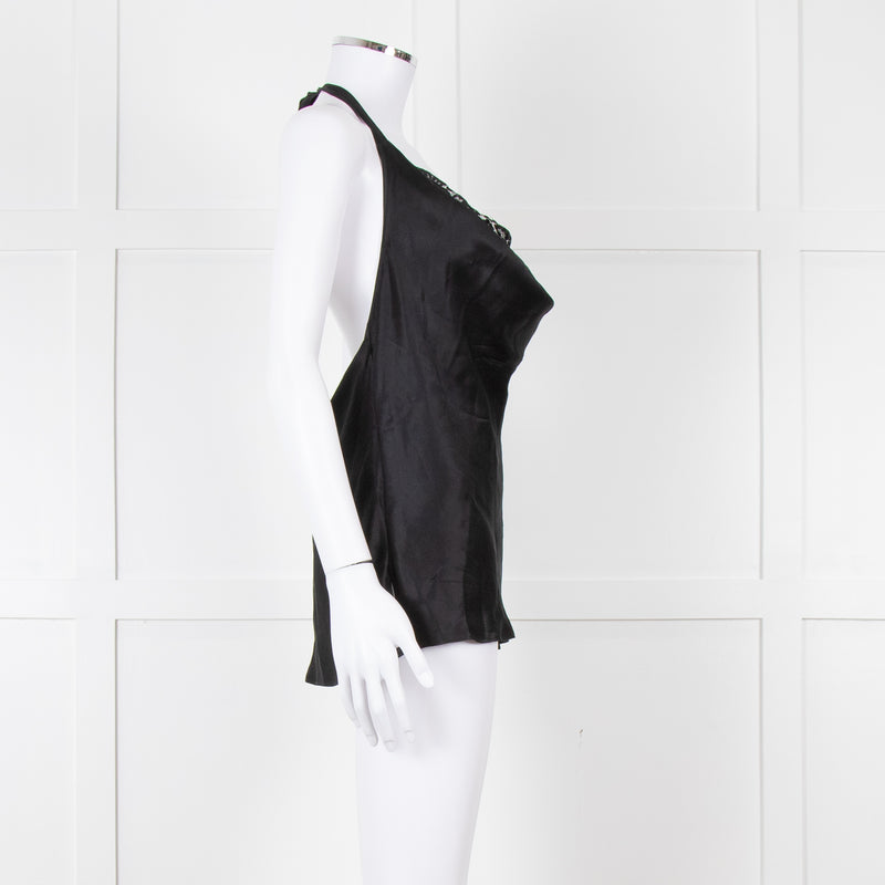 Cami NYC Black Silk and Lace Halterneck Camisole