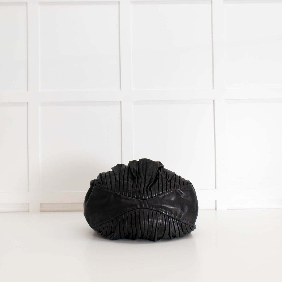 Miu Miu Black Leather Bosco Plisse Shoulder Bag