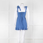 Reformation Cornflour Blue Tie Strap Linen Sundress