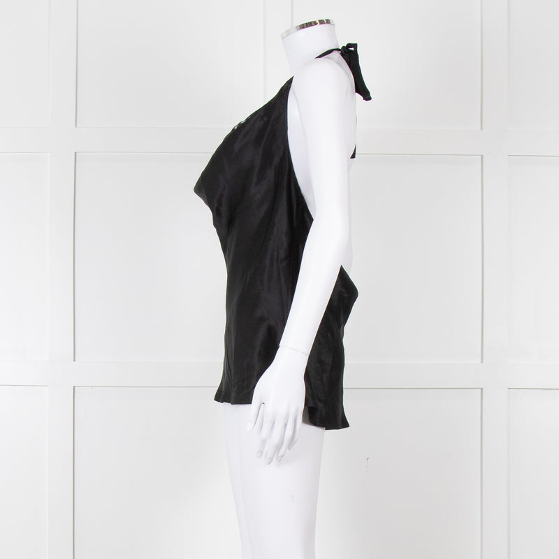 Cami NYC Black Silk and Lace Halterneck Camisole