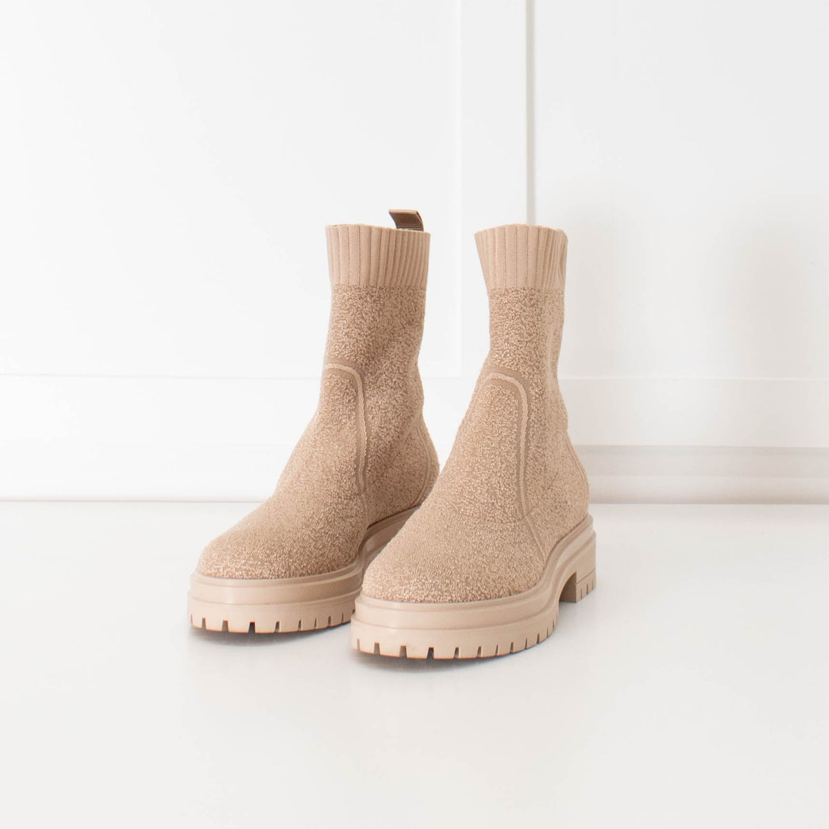 Gianvito Rossi Beige Stretch Chunky Sock Boots