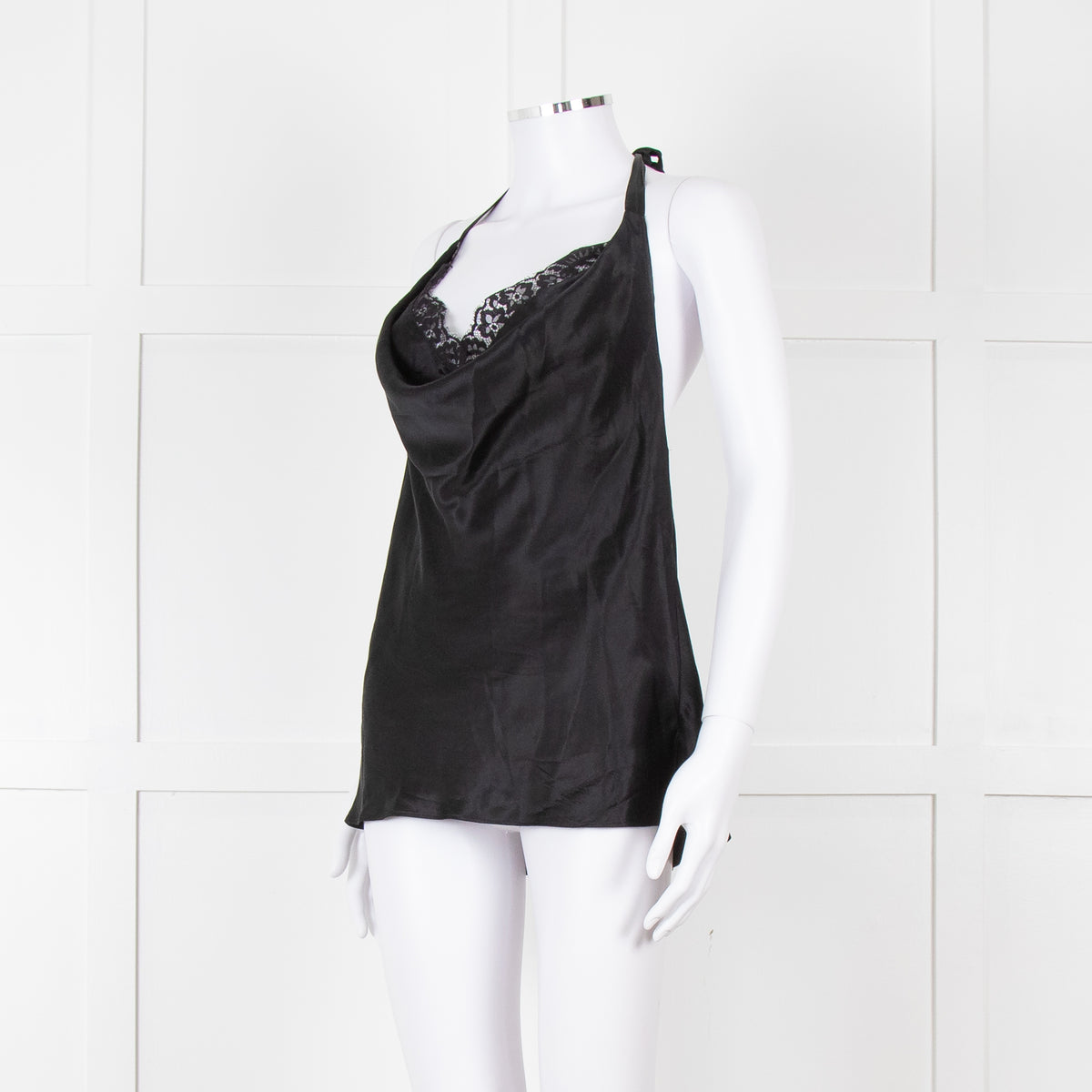 Cami NYC Black Silk and Lace Halterneck Camisole