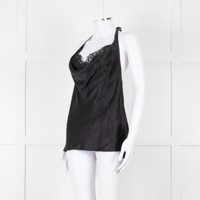 Cami NYC Black Silk and Lace Halterneck Camisole