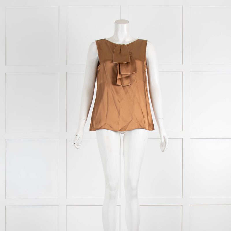 Emporio Armani Tan Silk Feel Tie Effect Sleeveless Top