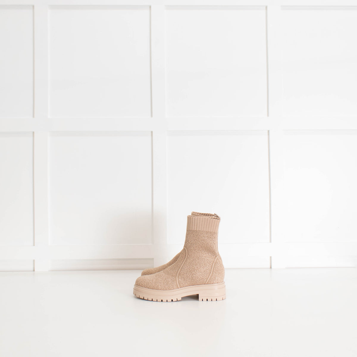 Gianvito Rossi Beige Stretch Chunky Sock Boots
