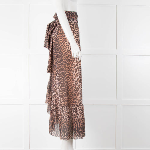 Ganni Leopard Tiered Wrap Skirt